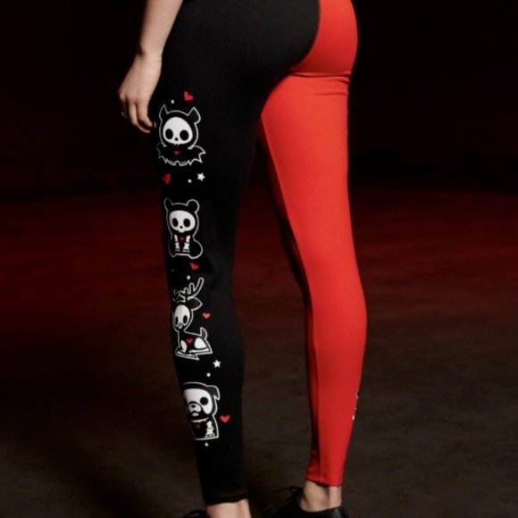 Hot Topic Pants - New Skelanimals Leggings Womens Large size 0 Black Red Cats